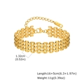 Golden watch-style link bracelet for women with 1.32cm width and adjustable lobster clasp - Wide Style (BR-2576G02) / Gold