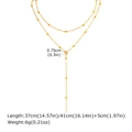 Detail of gold double-layer Y-necklace showing bead chain dimensions and heart pendant - Heart Pendant (NC-2396G02) / Gold