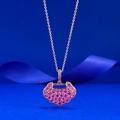 Collana con lucchetto Ruyi in argento S925 oro rosa con zirconi viola incastonati - Argento 925 / Serratura Ruyi Rossa (N550)