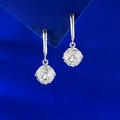 Classic S925 sterling silver drop earrings with 8mm octagonal millennium cut gemstones - 925 Silver / Silver (White Zirconia)