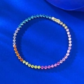 Elegante bracciale tennis arcobaleno in argento 925 con pietre preziose colorate - Arcobaleno (B019) / 16cm