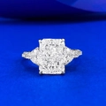 Classic S925 silver ring with a 5-carat ice flower cut diamond and side stones - US 8 / Silver