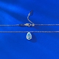 S925 sterling silver necklace featuring a pear cut light blue gemstone pendant - 925 Silver / Sea Blue (With Chain)