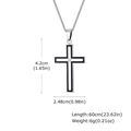 Collier croix homme en acier argenté avec contraste noir-blanc et zircon incrusté - Pendentif Seul (Sans Chaîne) PN2101 / Noir & Argent