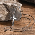 Collier avec pendentif croix noir et argent pour homme sur chaîne perlée élégante - Pendentif Avec Chaîne PN2101 / Noir & Argent