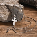 Collier avec pendentif croix en acier poli et brossé avec une chaîne maille vénitienne - Pendentif Avec Chaîne PN2102