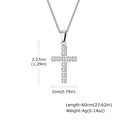 Collier pendentif croix argenté pour homme avec zircons clairs et chaîne acier 60cm - Pendentif Seul (Sans Chaîne) PN2103