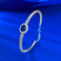 Bracciale aperto in argento S925 con zaffiro blu reale e catena regolabile - Argento/Blu Reale / 16cm