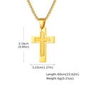 Collier pendentif croix double couche pour homme en acier inoxydable doré avec chaîne - Pendentif Seul (Sans Chaîne) PN-2100 Or