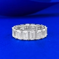 S925 sterling silver eternity ring featuring rectangular emerald cut cubic zirconia stones - US 5 / Square Style (R1582)