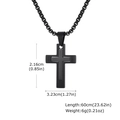 Collier pendentif croix double couche pour homme en noir mat avec chaîne box de 60cm - Pendentif Seul (Sans Chaîne) PN-2100 Noir