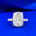 Luxurious S925 silver cushion cut radiant ice flower diamond ring on blue background - US 5 / Radiant Cut White Zirconia Style (R1597)