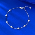 S925 sterling zilveren bubbelarmband met acht ronde heldere zirkoonstenen aan een fijne ketting - B216 Witte Strass Bubbel Stijl (Verstelbaar)