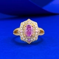 Luxurious 925 silver ring with 1-carat purple pink cushion cut ice flower carbon diamond - US 5 / Purple