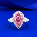 Pear cut pink diamond 925 silver ring with white halo stones on royal blue background - US 5 / Pink Teardrop Style