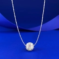 Elegante S925 zilveren ketting met geborstelde bal, roze zirkoon en stervormig patroon - Roze Zirconia Geborstelde Bal Halsketting (N591) / 925 zilver