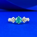 Classic 925 silver ring with 6.0mm Paraiba blue stone and rose flower bud design - US 5 / Paraiba Blue (R1618)