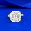 Bague en argent 925 avec diamant taille Asscher et anneau pavé de micro-diamants - US 5 / Strass Blanc (R1626)