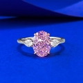 Elegante S925 zilveren ring met grote roze ovale edelsteen en zijstenen in peervorm - US 5 / Roze
