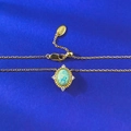 Collar vintage de plata S925 bañada en oro con colgante de opalo oval y diamantes - Collar de Opalo (Con Cadena) / Dorado