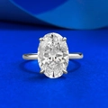 Anillo solitario clásico ovalado de 9*13mm con engaste de cuatro garras en plata - US 5 / Circonita Blanca (R1436)