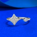 Elegant S925 silver adjustable open ring featuring a sparkling star clover flower design - Clover Open Ring (K075)