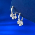 Elegant S925 sterling silver hoop earrings with three dangling cubic zirconia stones - White Gold / 925 Silver