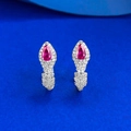 Elegant S925 sterling silver drop earrings with pear-cut red zircon and pave stones - Red Rhinestone Snake Ear Buckle (E641)