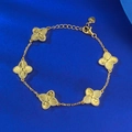 S925 Silber Gold-Kleeblatt-Armband mit Drachenschuppen-Textur und fünf Anhängern für Damen - B162 Gold Fünf-Blumen-Armband / Gold