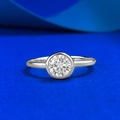 Classic S925 sterling silver 6mm round solitaire ring with a polished bezel setting - US 5 / White Zirconia