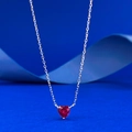 S925 sterling silver necklace featuring a heart-cut pigeon blood red ruby pendant - 925 Silver / Silver Pendant with Red Heart Gemstone
