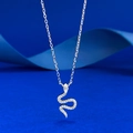 Elegante collar de serpiente en plata S925 con cristales pavé y colgante de gota - Diseño de Serpiente (N506) / Plata 925