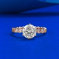 Rose gold S925 silver ring with six-prong round brilliant cut moissanite diamond - US 5 / Rose Gold