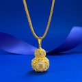 Squisito ciondolo hulu cavo in argento S925 placcato oro con diamanti scintillanti - Ciondolo Zucca Hulu con Cordino (N509) / Argento 925