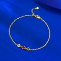 Elegant adjustable S925 silver bracelet with sparkling red, green and white zircon gems - B173 Three-color Rhinestone Style / Adjustable Pull-out