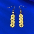 S925 silver gold-plated CNC coin drop earrings on a royal blue background - 925 Silver / Gold Ancient Coin Style