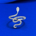 Elegante anello a serpente in argento con micro-pavé di diamanti e pietra marquise - US 6 / Stile Serpente (R1489)