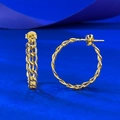 Chic 925 silver gold-plated geometric hollow hoop earrings with mesh woven pattern - 925 Silver / Gold