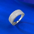Luxurious S925 sterling silver wide band ring with full pave white zircon stones - US 5 / Silver