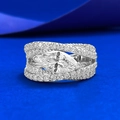 Luxury S925 silver marquise cut simulated diamond ring with multilayered micro-pave band - US 5 / Marquise Ring (R1487)