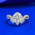 Eleganter Kronenring aus 925er Sterlingsilber in V-Form mit großem rundem Schmuckstein - US 5 / Weißer Strass (R1515)