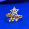 Elegant S925 silver meteor star ring with gold beads and sparkling zircon stone - US 5 / Meteor Style (R1517)