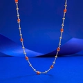 Collana di perline d'oro in argento S925 con pietre preziose sfaccettate arancio-rosso - Argento 925 / Stile Strass Arancione (N525)