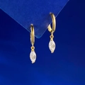 Classic gold S925 silver hoop earrings with marquise cut crystal drop pendant - 925 Silver / Gold