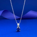 Elegant S925 sterling silver necklace with pear-cut blue gemstone and round diamond-cut accent - 925 Silver / Tanzanite Blue Drop (N529)
