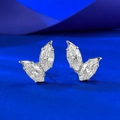Elegant silver 1.25 carat marquise-cut leaf diamond stud earrings on blue background - 925 Silver / Silver Marquise Leaf Style (E665)