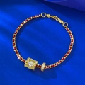 S925 silver woven red rope bracelet with golden clover pendant and sparkling zircons - 17cm / Red