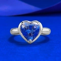 Elegant S925 silver ring featuring a 3-carat heart-shaped blue tanzanite gemstone - US 5 / Tanzanite Blue Heart Ring (R1528)