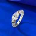 Marquise cut white zircon ring in S925 silver with two-tone gold-plated prongs - US 5 / Marquise Two-Tone Style (R1525)