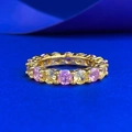 Anello eternity dorato con pietre rosa e gialle alternate a taglio circolare - US 5 / Anello Eternity Giallo Rosa
